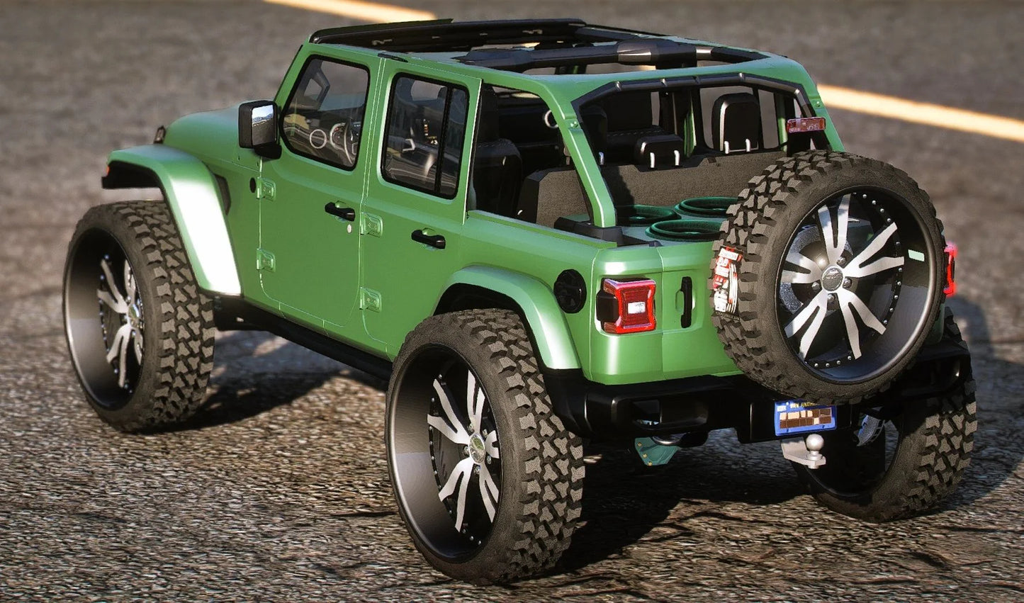 (Debadged) Jeep Wrangler Rubicon On Brushed Forgis With Matching Trailer | PNUT Customs