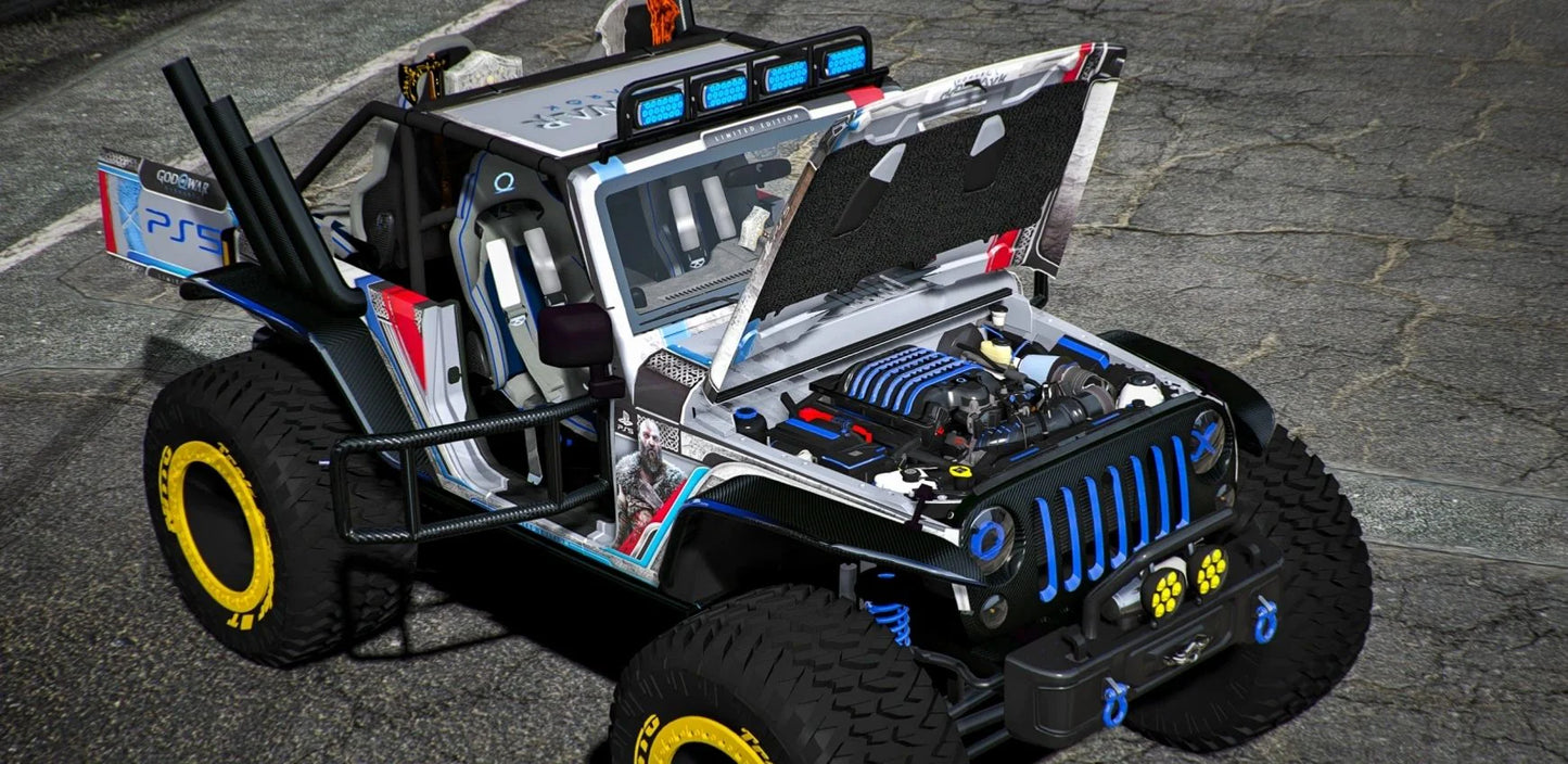 Jeep Trailcat PlayStation 5 God of War (Glowing Lights + Animated Axes/Swords) | Port Baek