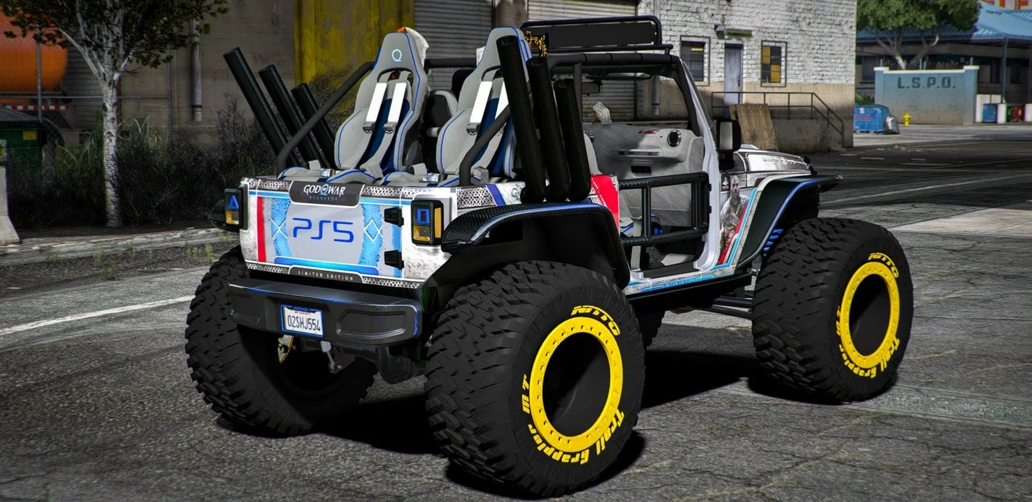 Jeep Trailcat PlayStation 5 God of War (Glowing Lights + Animated Axes/Swords) | Port Baek