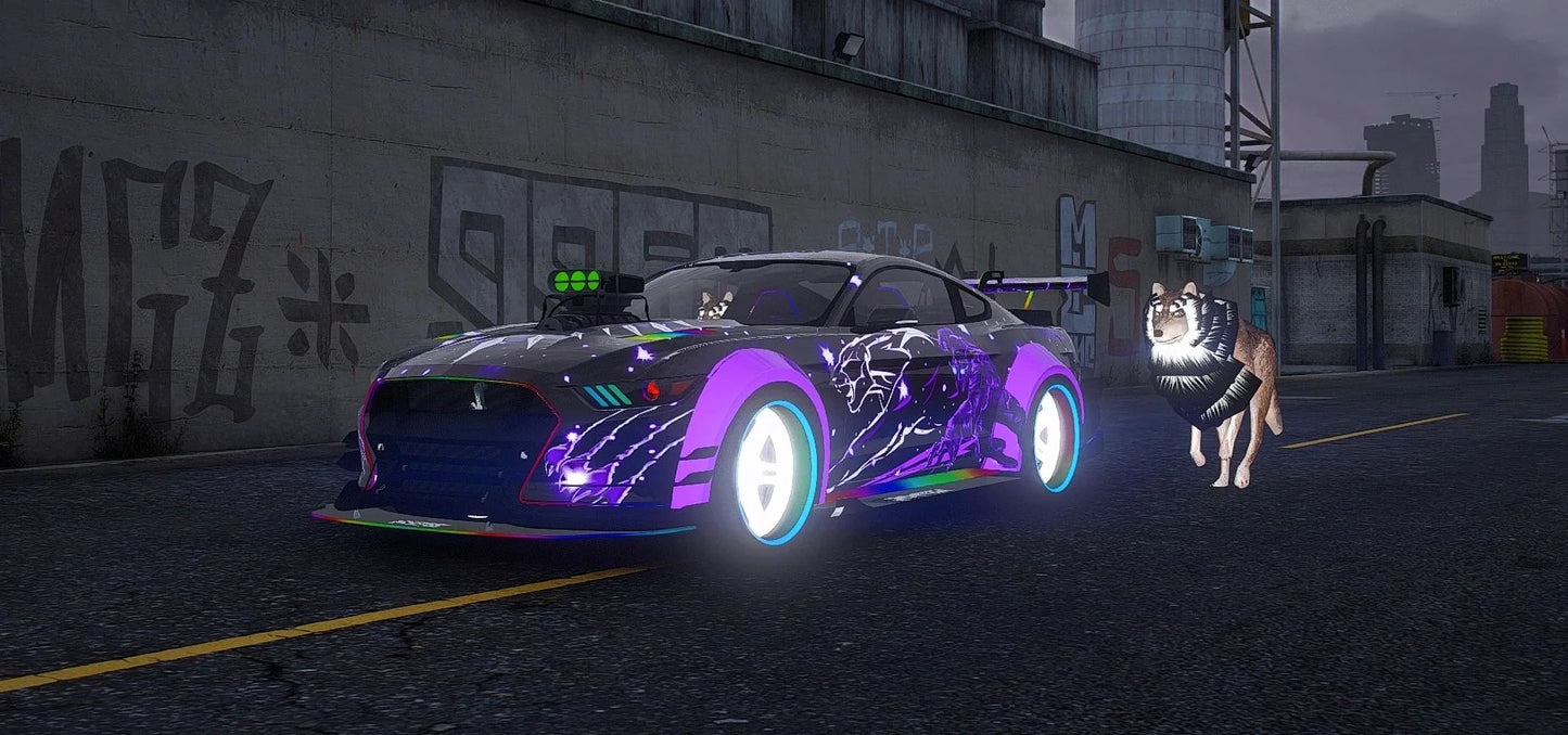 Black Panther Wakanda Forever Ford Mustang GT [Dinamic RGB Lights] | Infinitive Customs