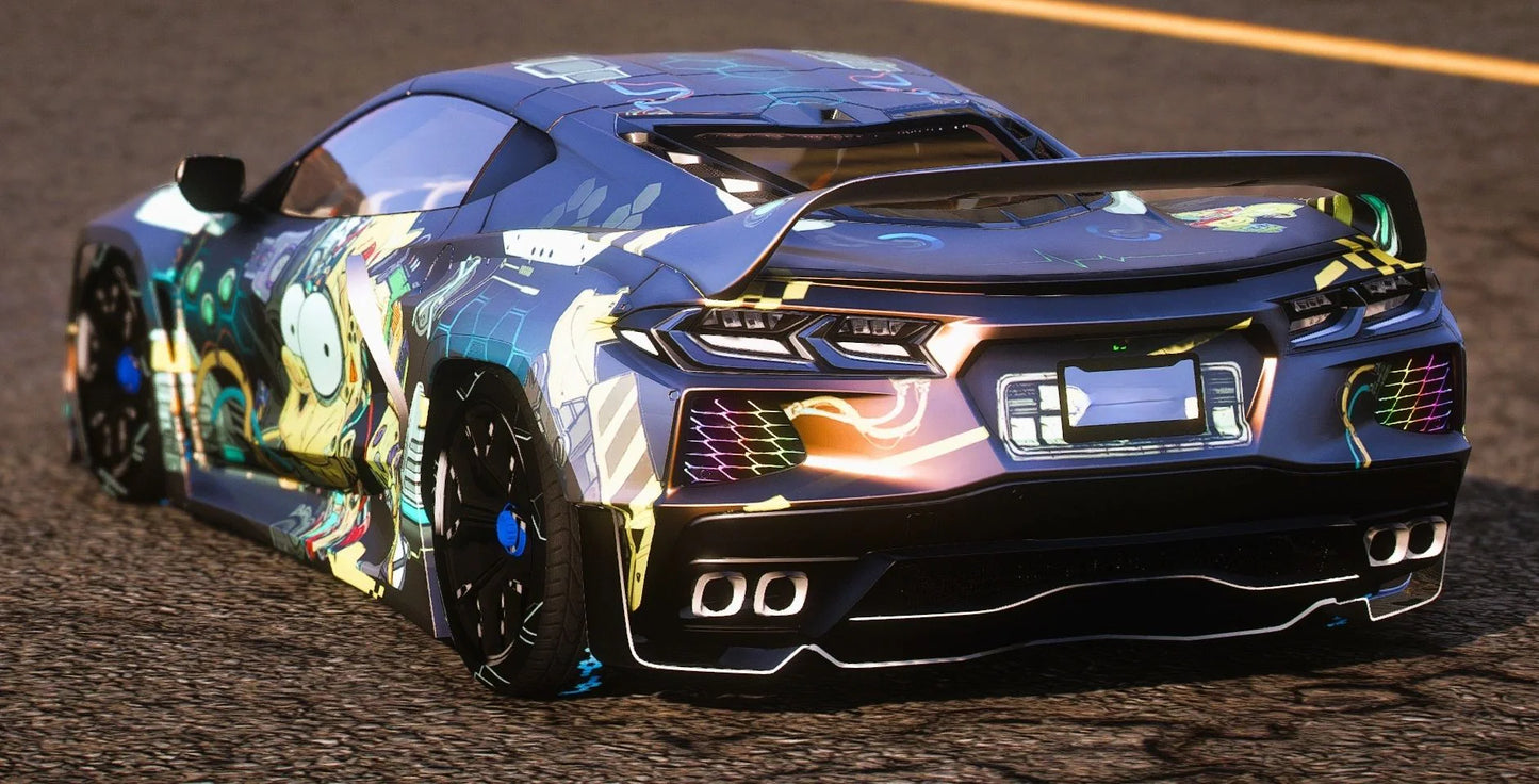(Debadged) Chevrolet Corvette C8 Rocket Bunny The Simpsons [Dinamic Lights] | Kick Store