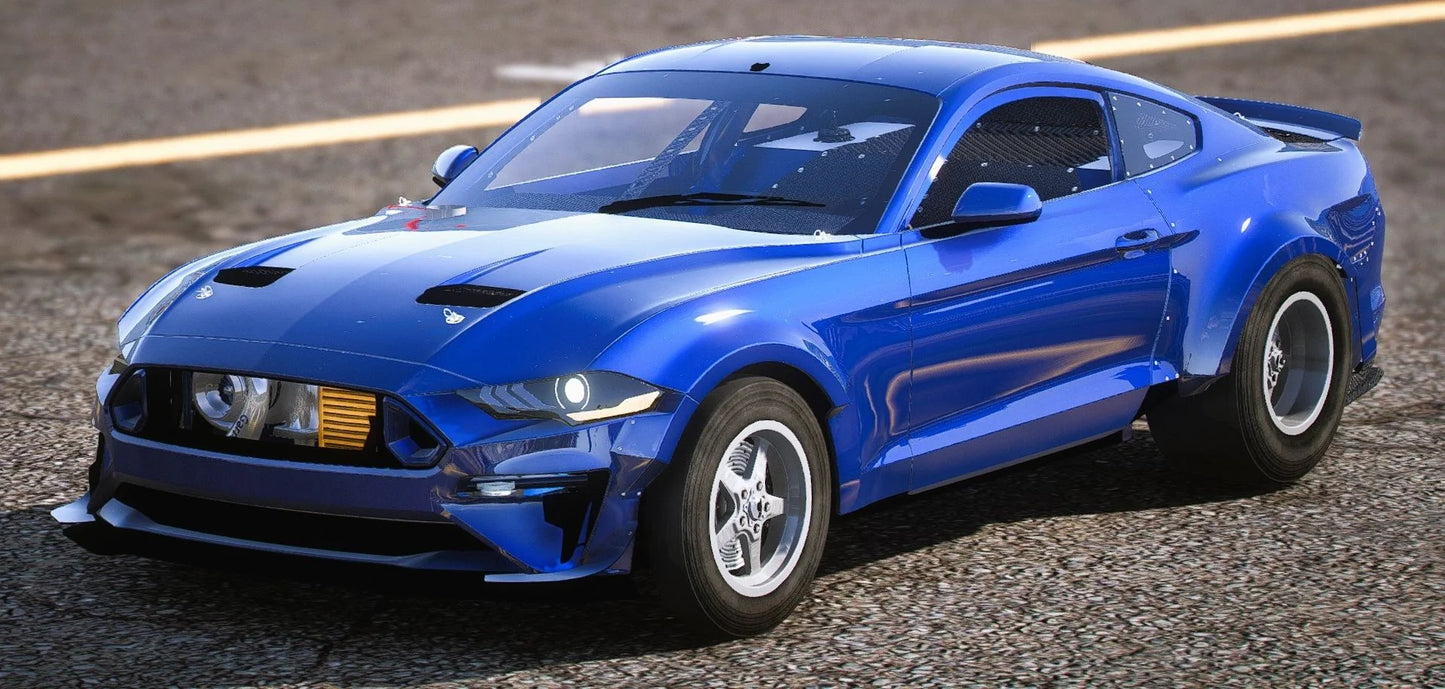 (Debadged) Ford Mustang RTR Drag Car Single Turbo 1500WHP | Razer Kobain